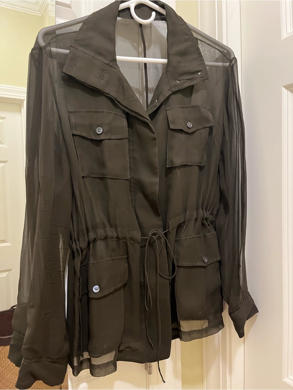 Lightweight Olive Green Drawstring Jacket/blouse